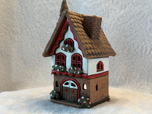 Christmas Ceramic House Collection - Handmade Collectible Miniature, Candle Holder, Room Decoration, Home Decor