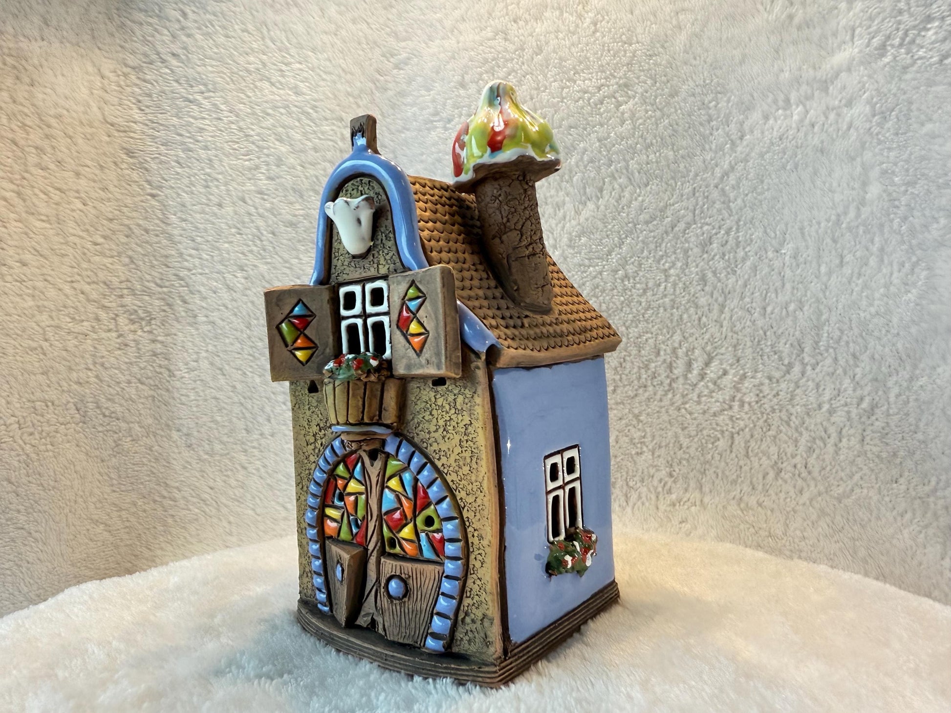 Christmas Ceramic House Collection - Handmade Collectible Miniature, Candle Holder, Room Decoration, Home Decor