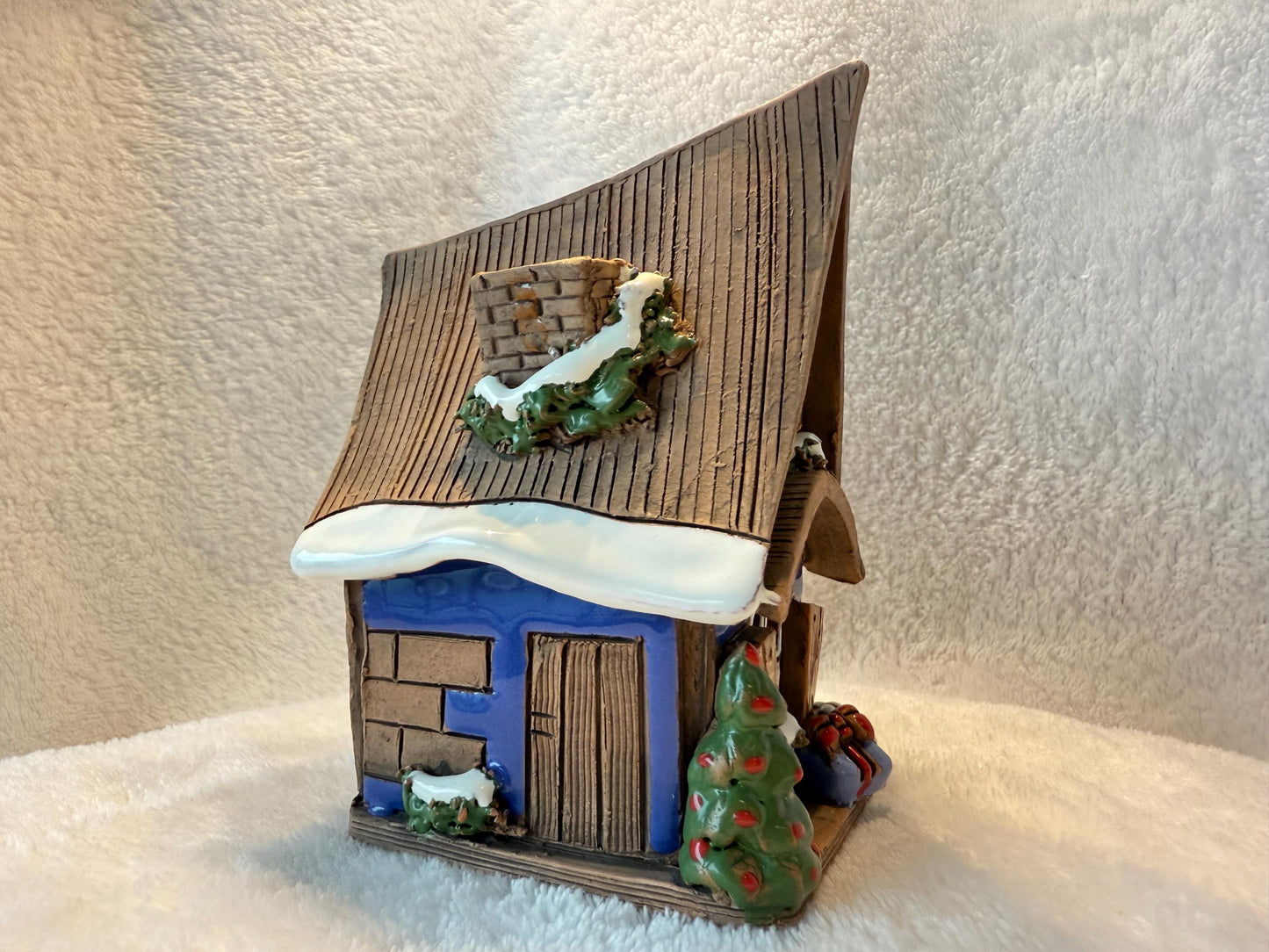 Christmas Ceramic House Collection - Handmade Collectible Miniature, Candle Holder, Room Decoration, Home Decor