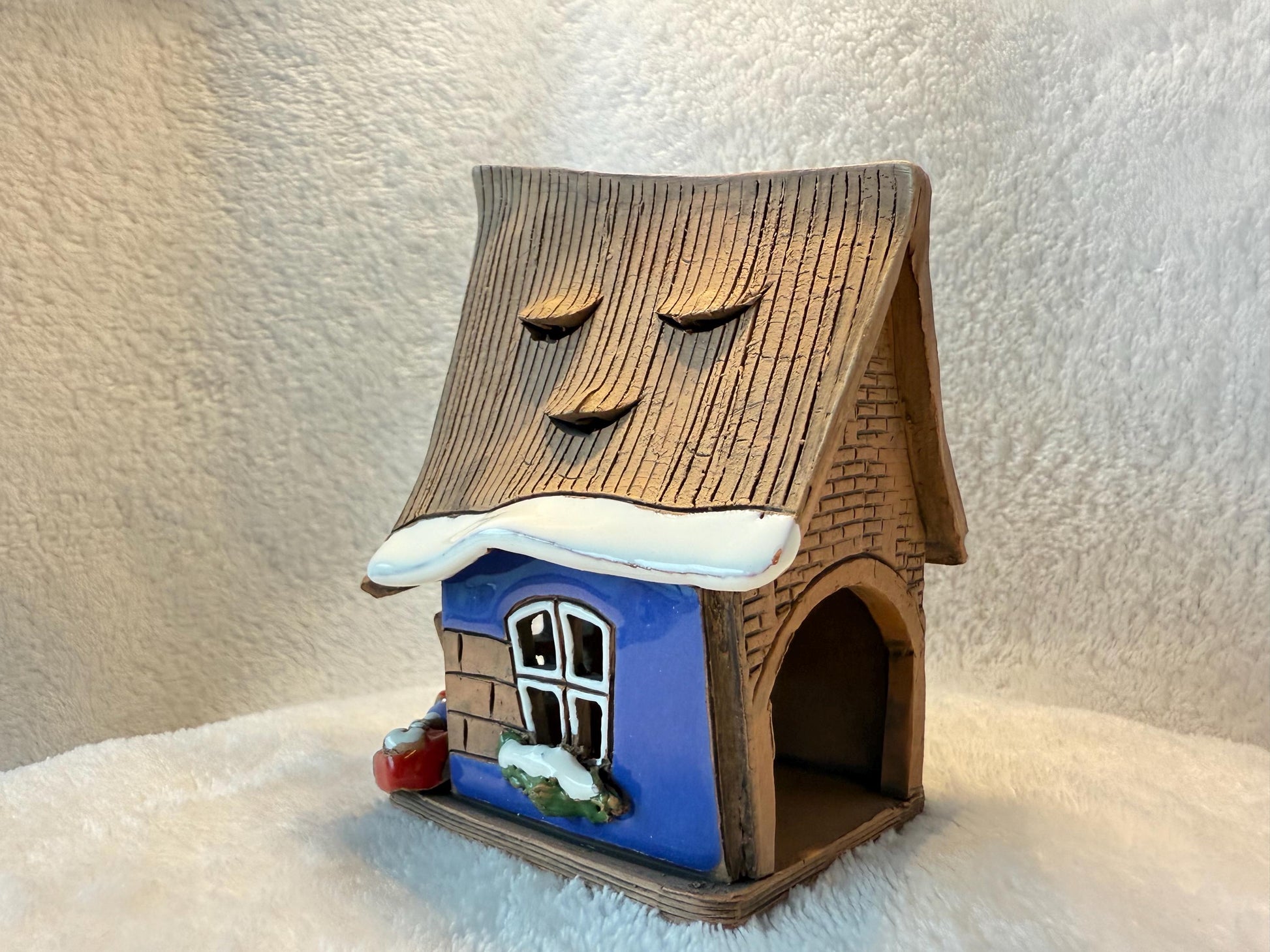 Christmas Ceramic House Collection - Handmade Collectible Miniature, Candle Holder, Room Decoration, Home Decor