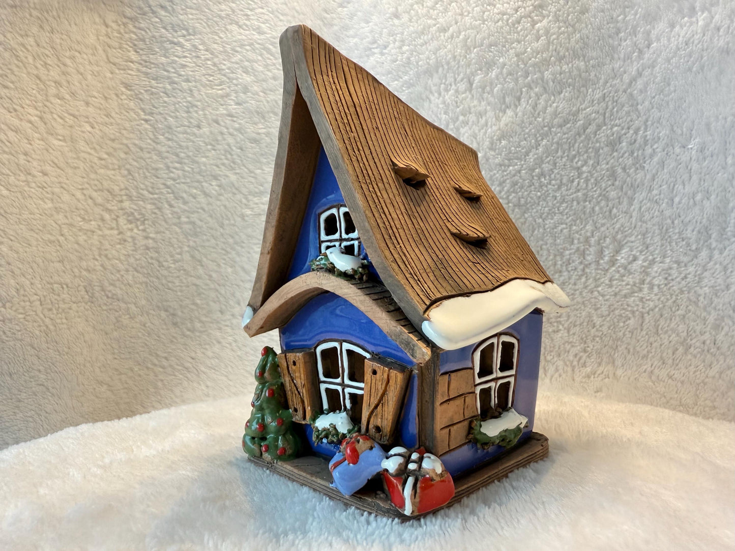 Christmas Ceramic House Collection - Handmade Collectible Miniature, Candle Holder, Room Decoration, Home Decor