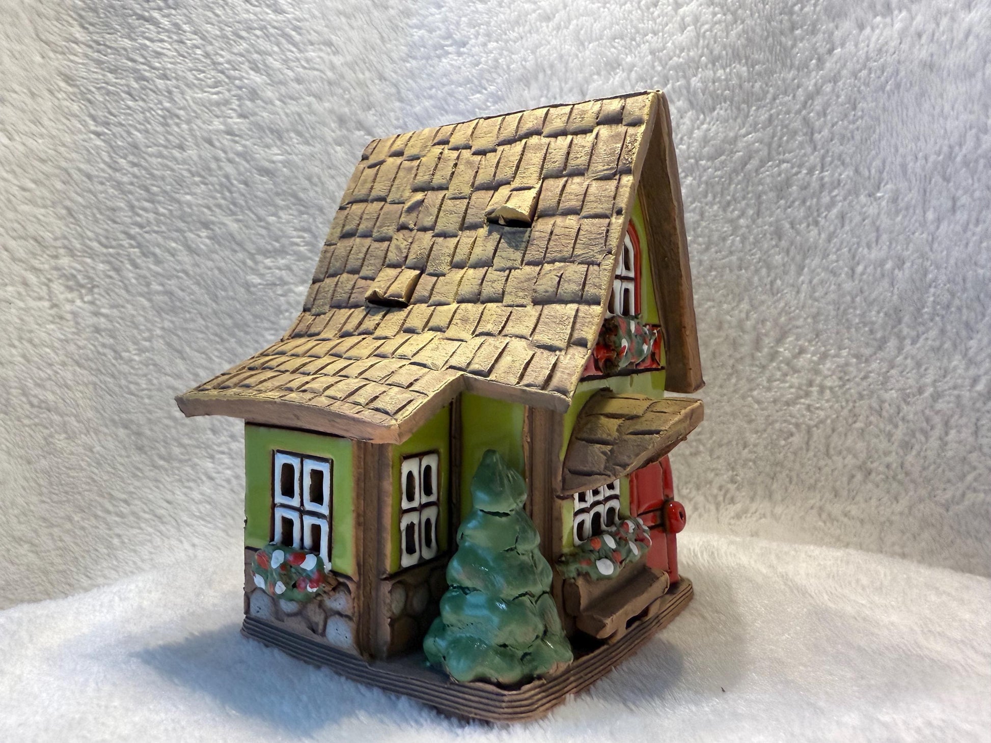 Christmas Ceramic House Collection - Handmade Collectible Miniature, Candle Holder, Room Decoration, Home Decor