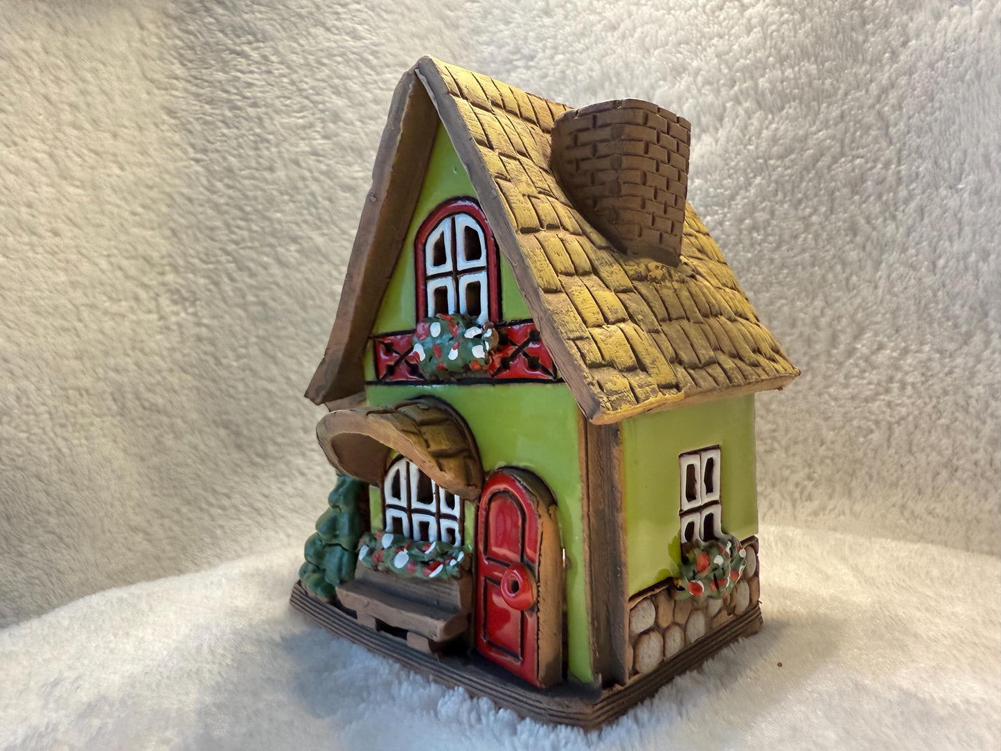 Christmas Ceramic House Collection - Handmade Collectible Miniature, Candle Holder, Room Decoration, Home Decor