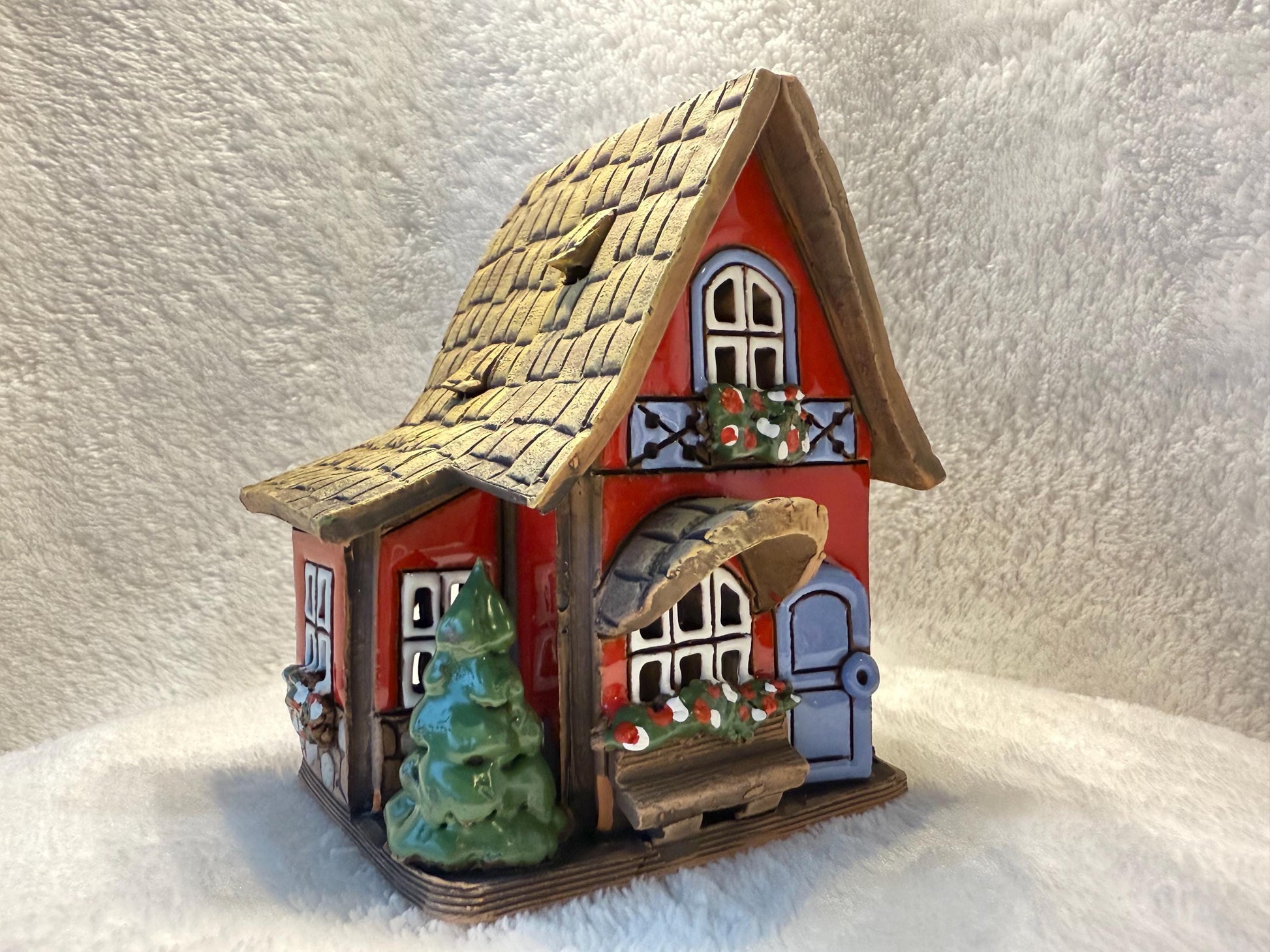 Christmas Ceramic House Collection - Handmade Collectible Miniature, Candle Holder, Room Decoration, Home Decor (R89)