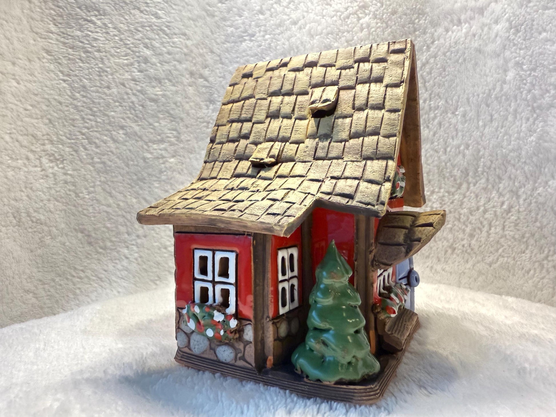 Christmas Ceramic House Collection - Handmade Collectible Miniature, Candle Holder, Room Decoration, Home Decor (R89)