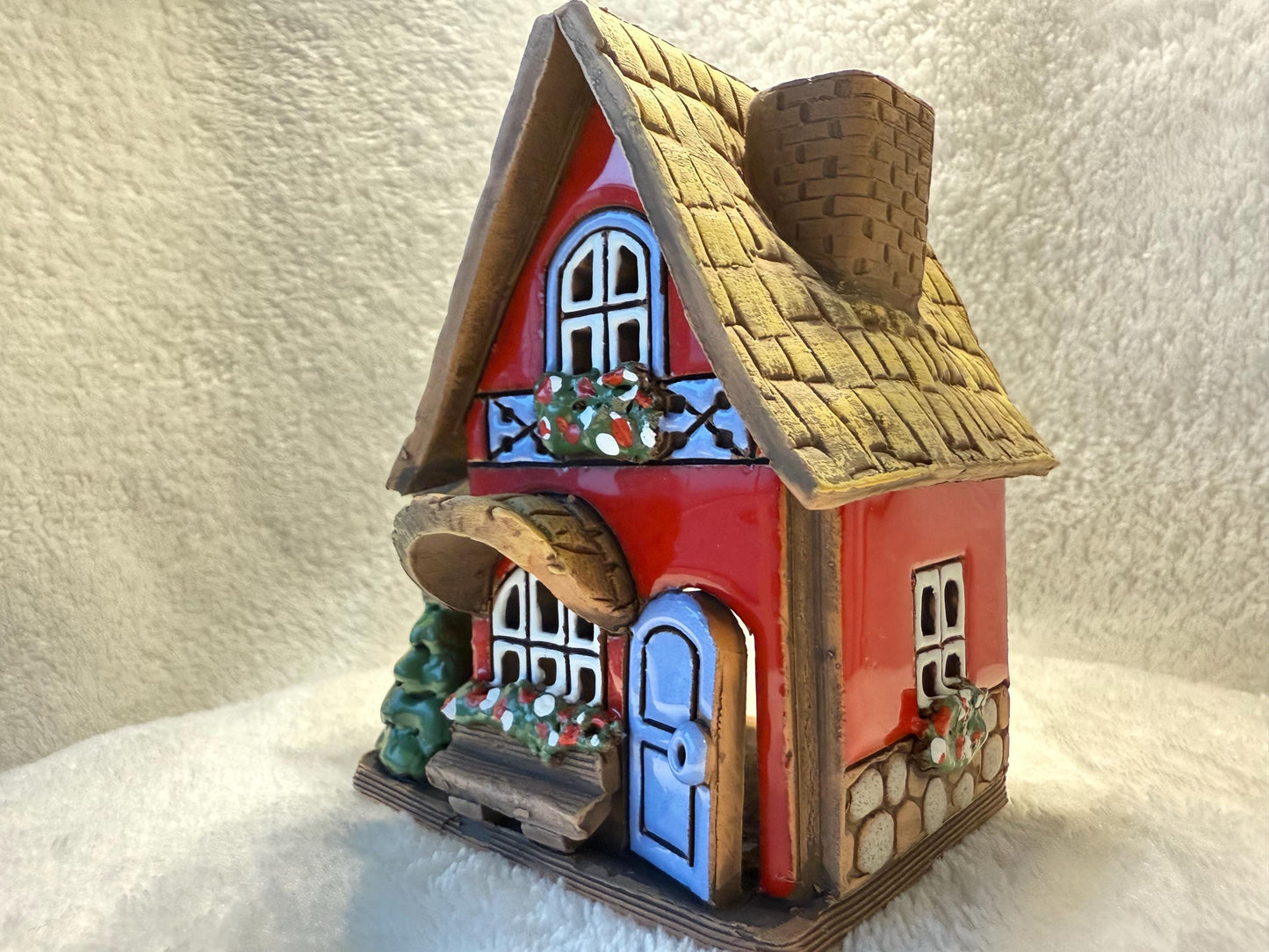 Christmas Ceramic House Collection - Handmade Collectible Miniature, Candle Holder, Room Decoration, Home Decor (R89)