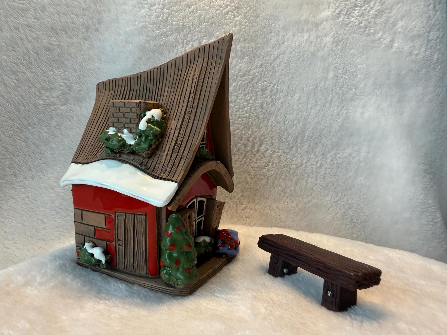 Christmas Ceramic House Collection - Handmade Collectible Miniature, Candle Holder, Room Decoration, Home Decor