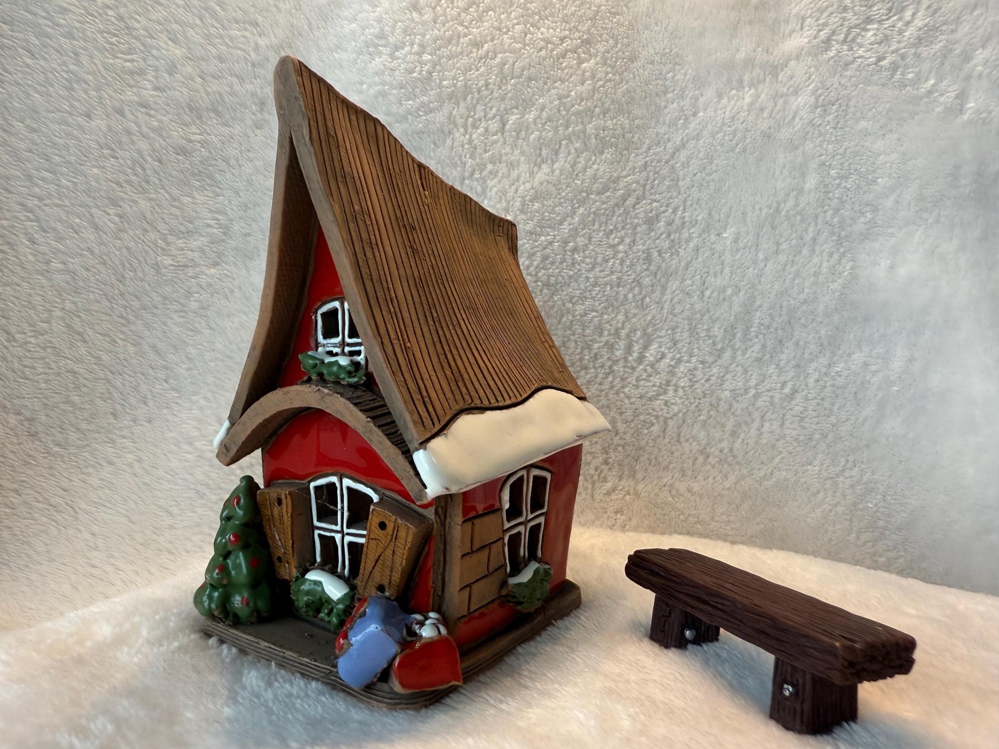 Christmas Ceramic House Collection - Handmade Collectible Miniature, Candle Holder, Room Decoration, Home Decor