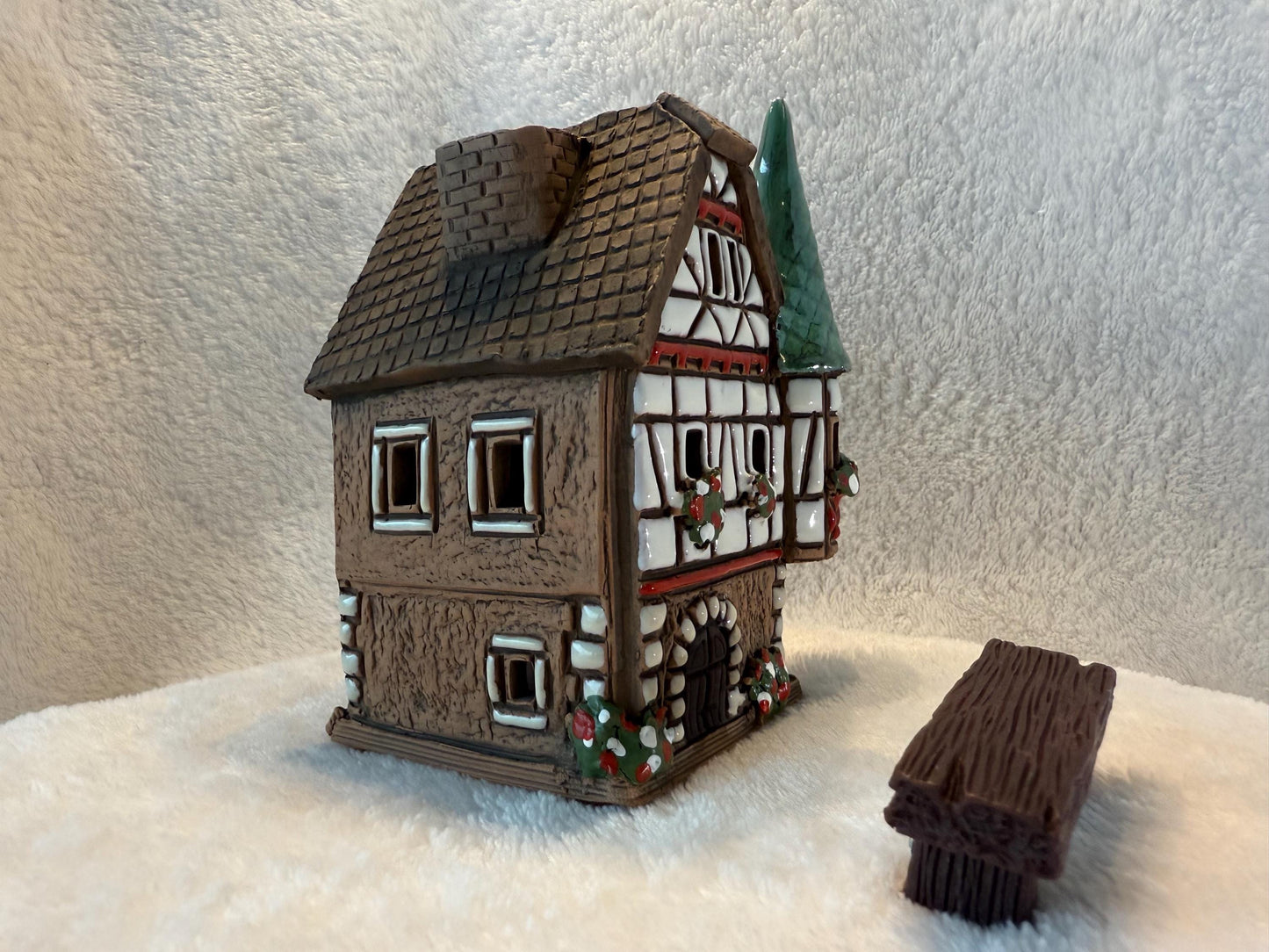 Christmas Ceramic House Collection - Handmade Collectible Miniature, Candle Holder, Room Decoration, Home Decor