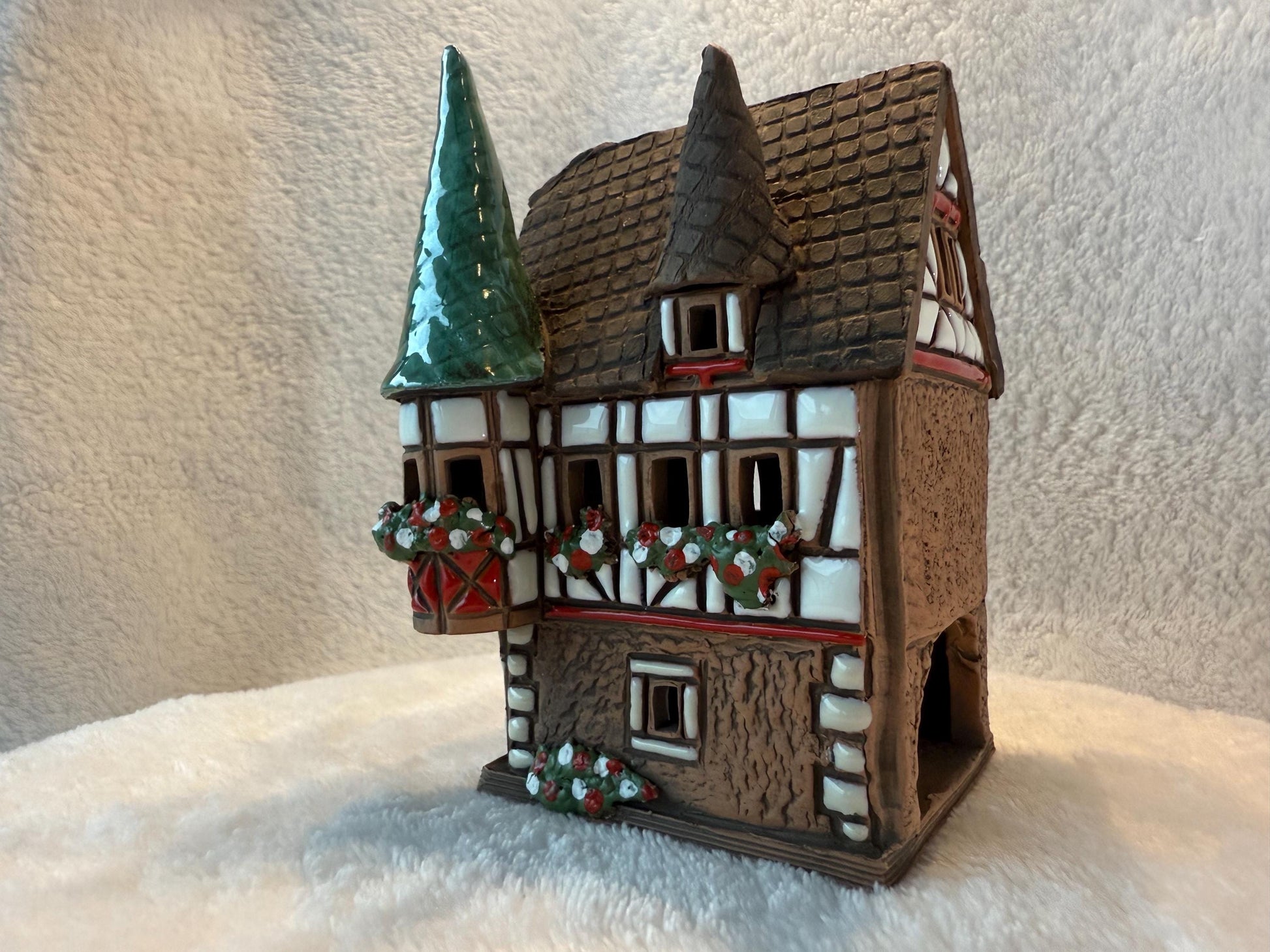 Christmas Ceramic House Collection - Handmade Collectible Miniature, Candle Holder, Room Decoration, Home Decor