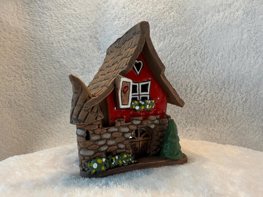 Christmas Ceramic House Collection - Handmade Collectible Miniature, Candle Holder, Room Decoration, Home Decor