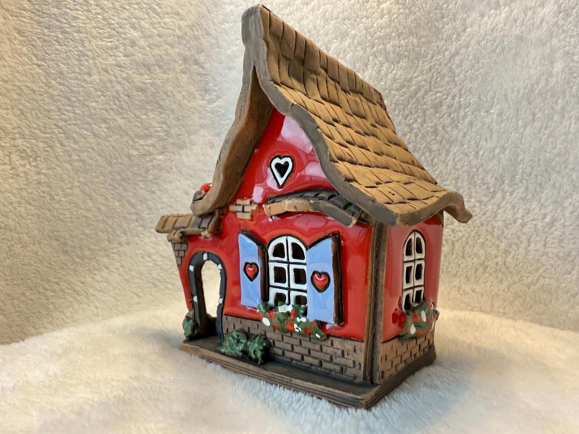 Christmas Ceramic House Collection - Handmade Collectible Miniature, Candle Holder, Room Decoration, Home Decor