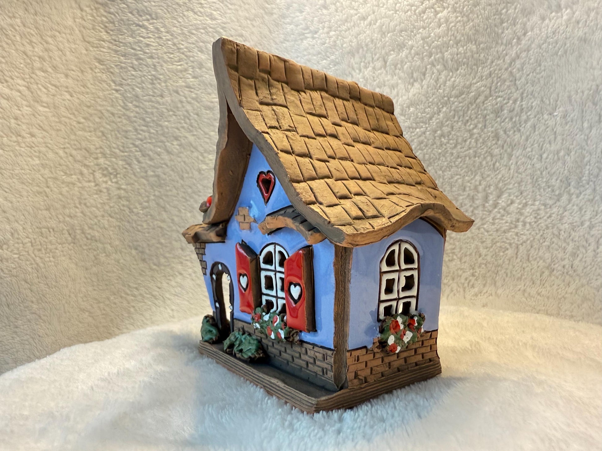 Christmas Ceramic House Collection - Handmade Collectible Miniature, Candle Holder, Room Decoration, Home Decor