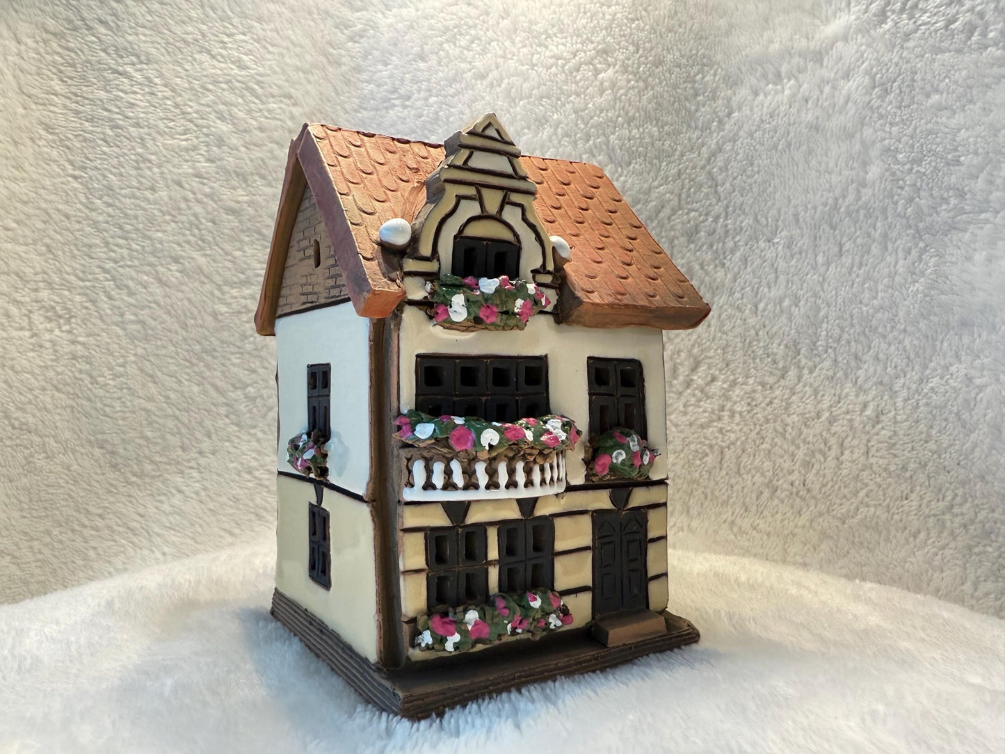 Christmas Ceramic House Collection - Handmade Collectible Miniature, Candle Holder, Room Decoration, Home Decor (R26)