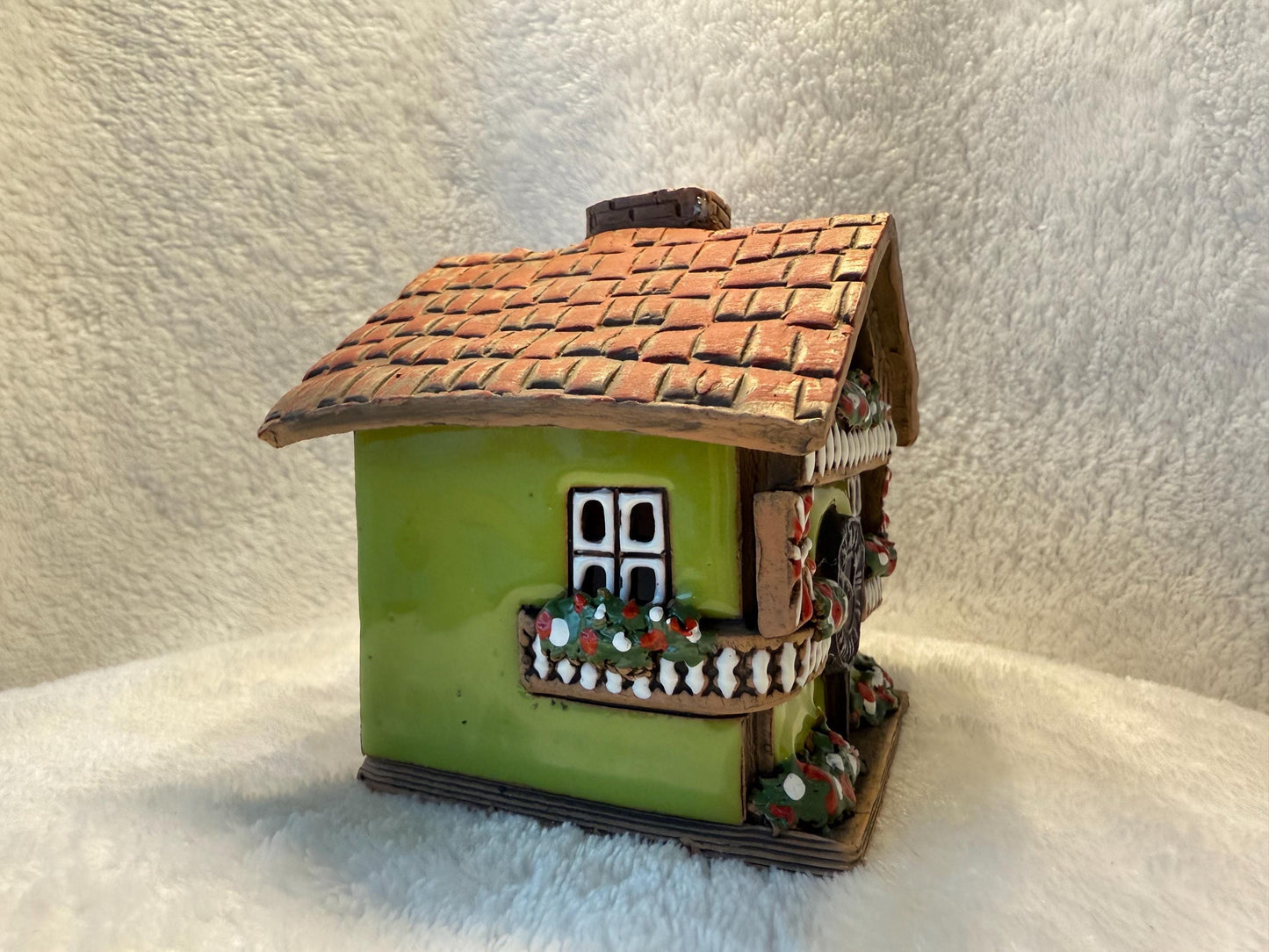 Christmas Ceramic House Collection - Handmade Collectible Miniature, Candle Holder, Room Decoration, Home Decor