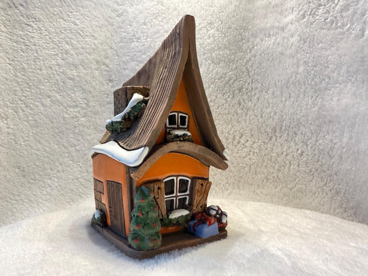 Christmas Ceramic House Collection - Handmade Collectible Miniature, Candle Holder, Room Decoration, Home Decor