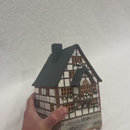 Christmas Ceramic House Art Tealight Candle Holder Room Decoration Handcrafted Collectible Miniature House GC17