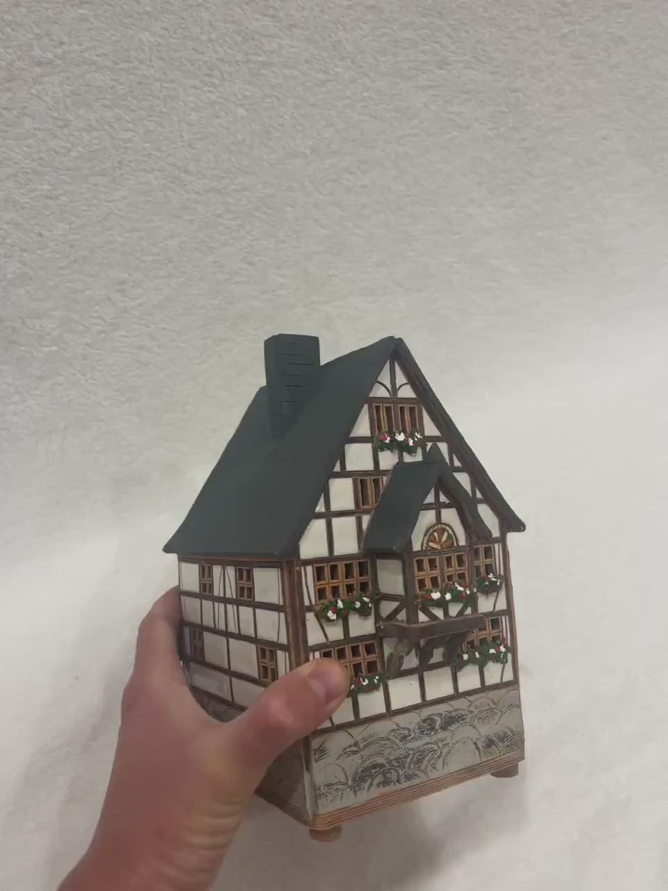 Christmas Ceramic House Art Tealight Candle Holder Room Decoration Handcrafted Collectible Miniature House GC17