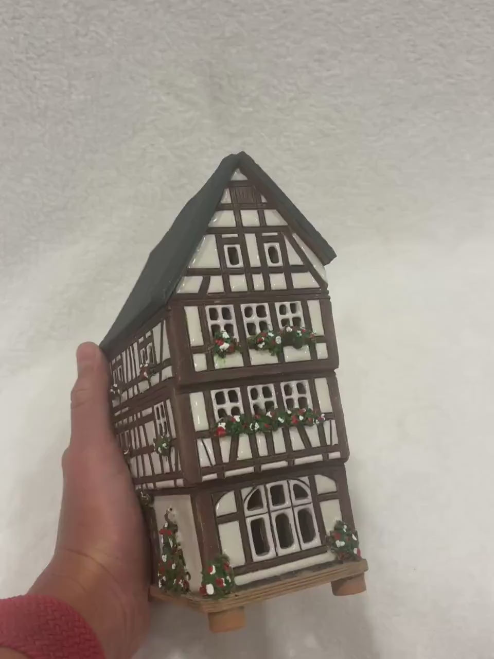 Christmas Ceramic House Art Tealight Candle Holder Room Decoration Handcrafted Collectible Miniature House GB140