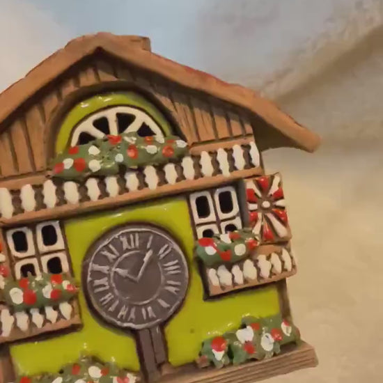 Christmas Ceramic House Collection - Handmade Collectible Miniature, Candle Holder, Room Decoration, Home Decor