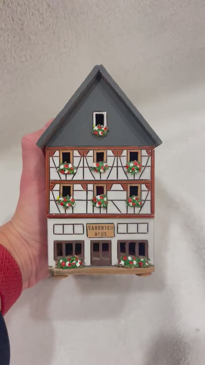 Christmas Ceramic House Art Tealight Candle Holder Room Decoration Handcrafted Collectible Miniature House (G203)