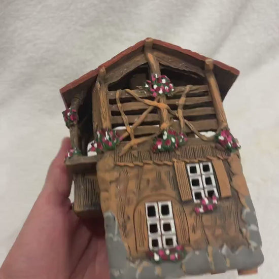 Christmas Ceramic House Art Tealight Candle Holder Room Decoration Handcrafted Collectible Miniature House M31