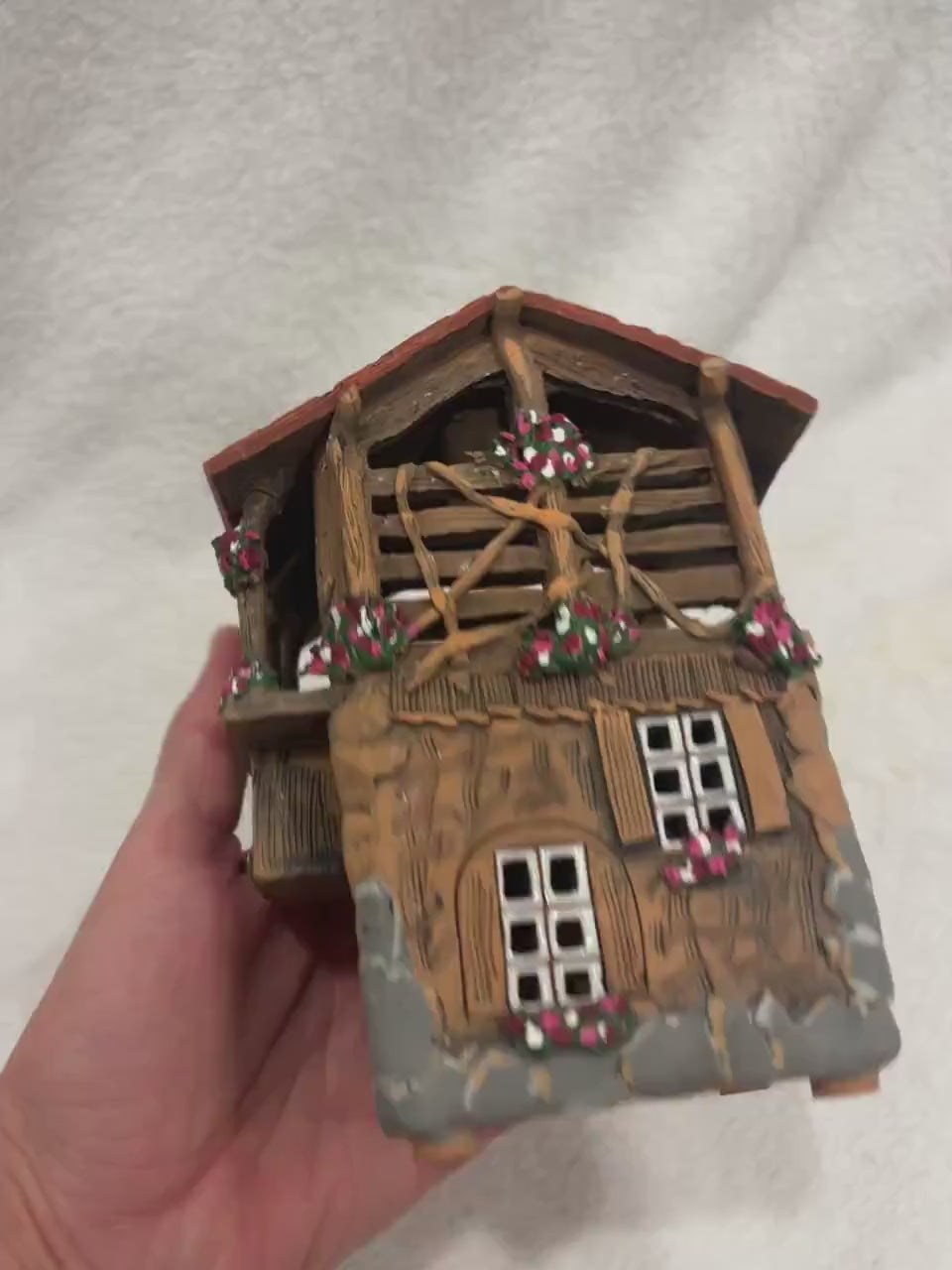 Christmas Ceramic House Art Tealight Candle Holder Room Decoration Handcrafted Collectible Miniature House M31